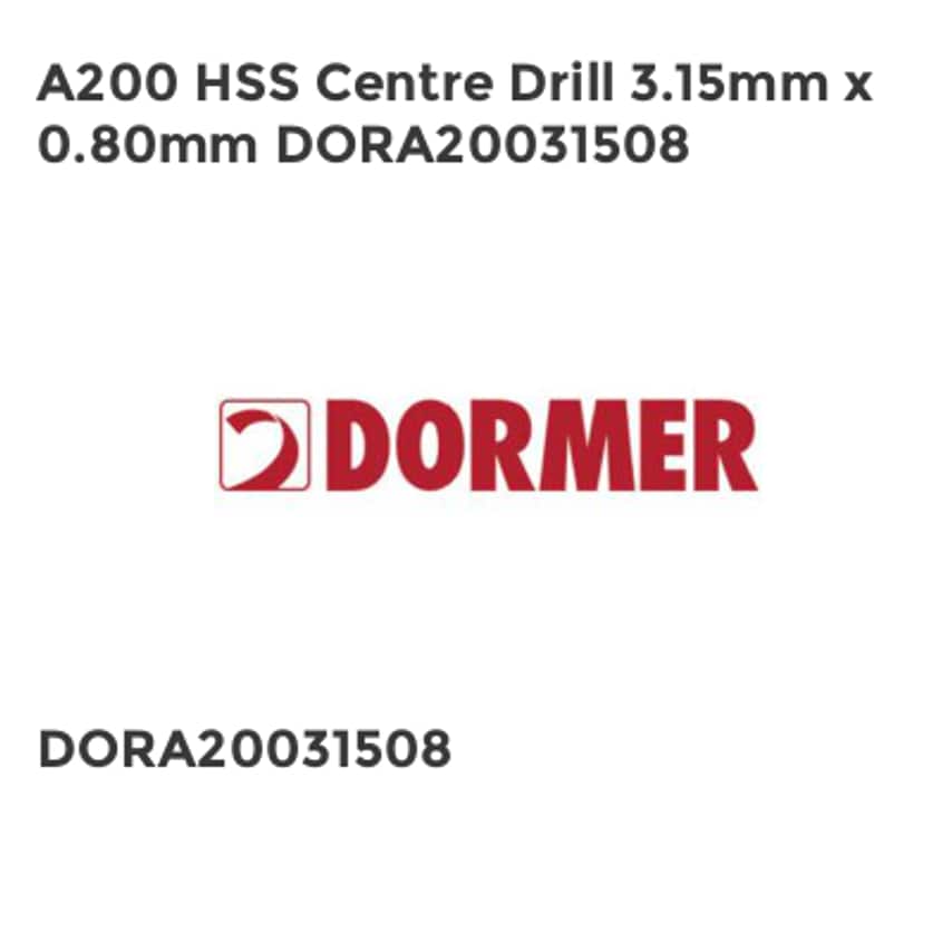 A200 HSS Centre Drill 3.15mm x 0.80mm DORA20031508