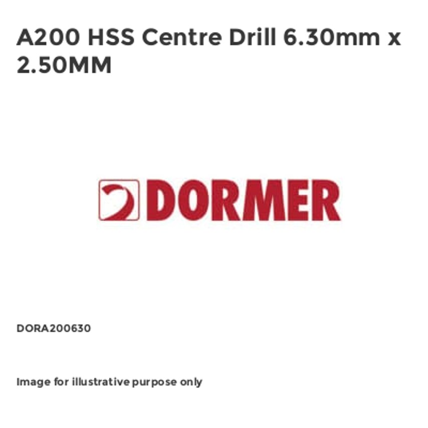 A200 HSS Centre Drill 6.30mm x 2.50MM