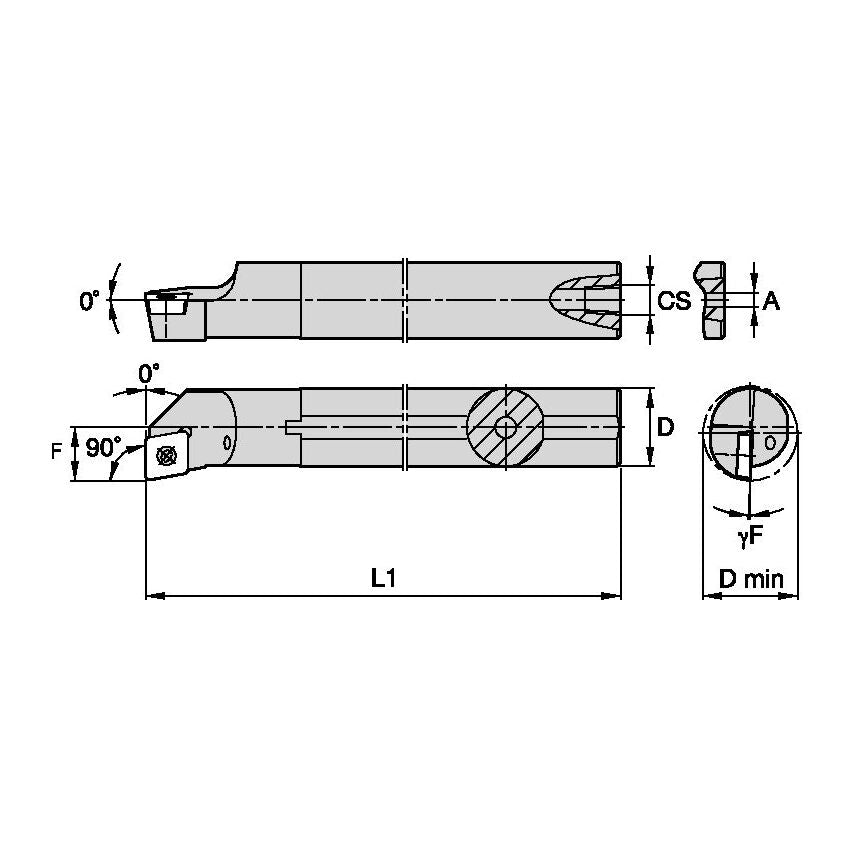 A20SSCFPL09 S Clamping Boring Bar D20, 0MM