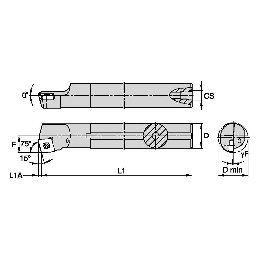A20SSCKPR09 S Clamping Boring Bar D20, 0MM