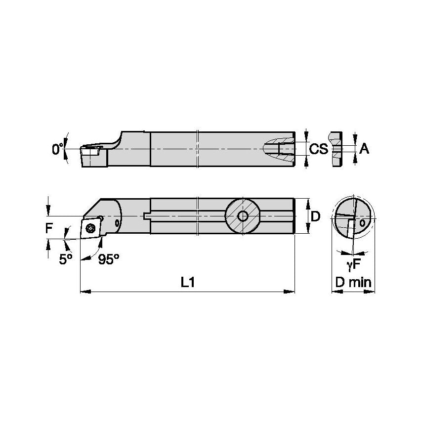 A20SSCLCL09 S Clamping Boring Bar D20, 0MM