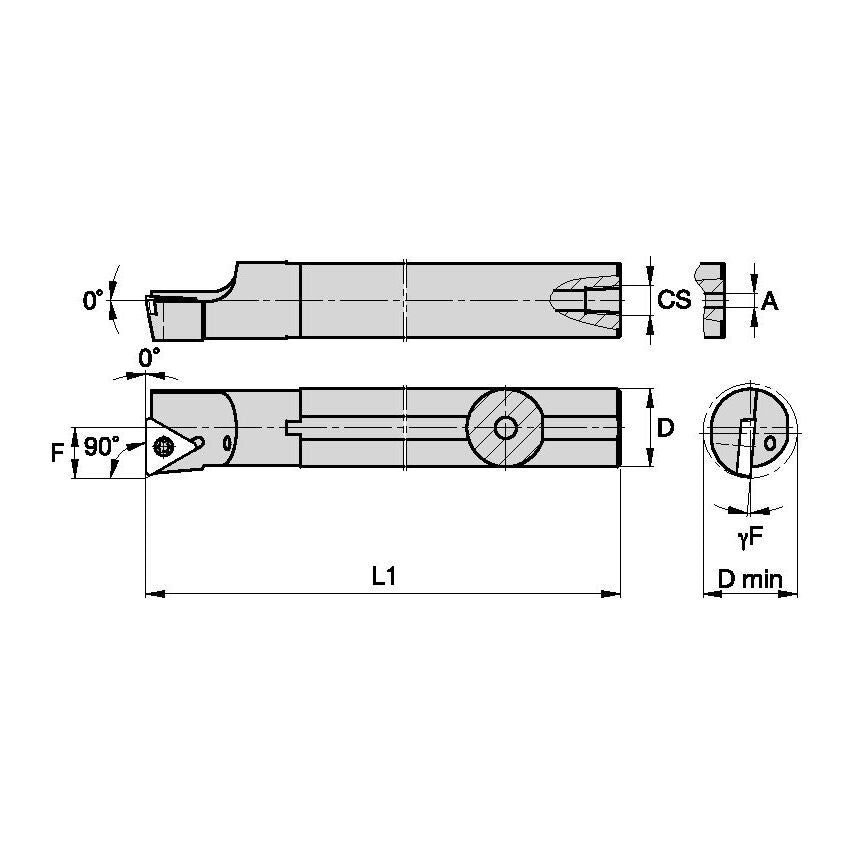 A20SSTFPL16 S Clamping Boring Bar D20, 0MM