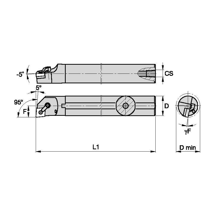 A40VMCLNR6 M Clamping Boring Bar D2.50 L1