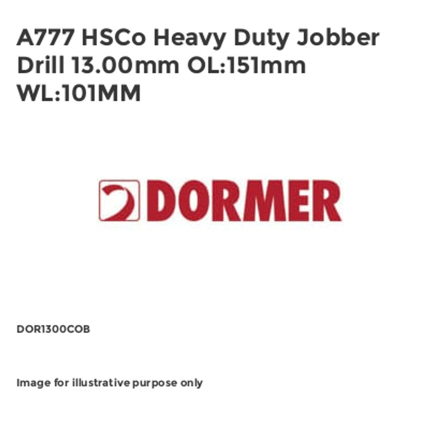 A777 HSCo Heavy Duty Jobber Drill 13.00mm OL:151mm WL:101MM