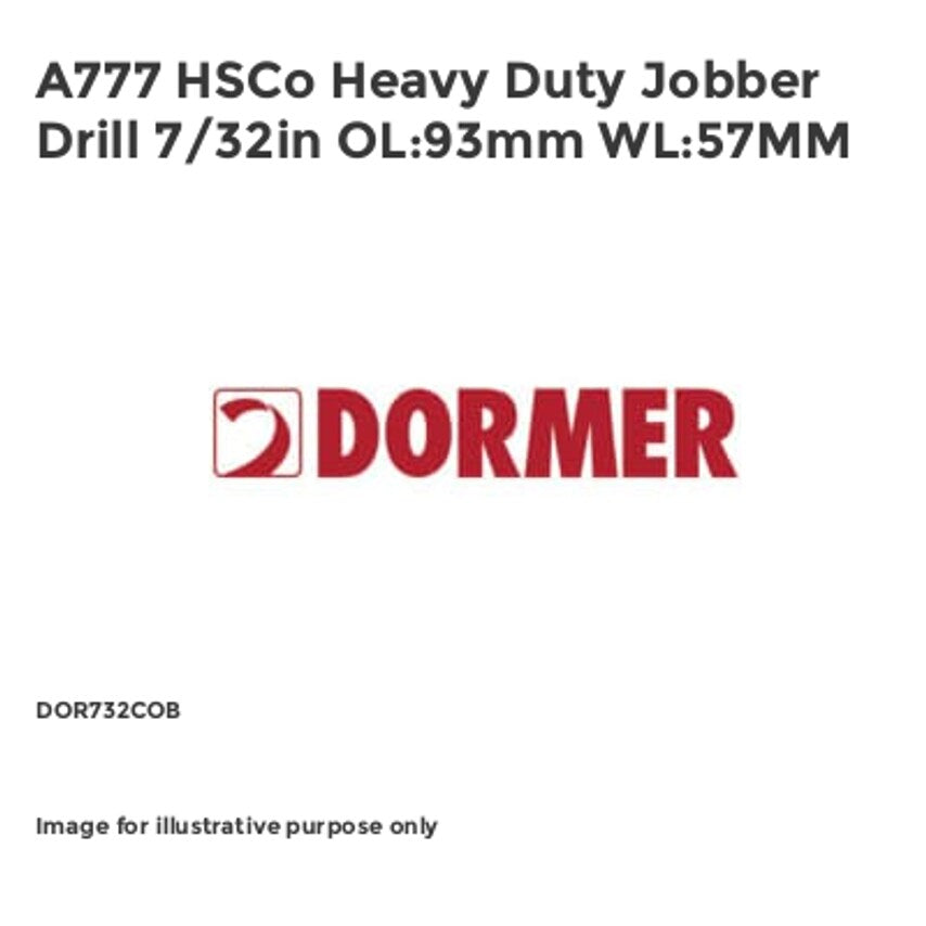 A777 HSCo Heavy Duty Jobber Drill 7/32in OL:93mm WL:57MM