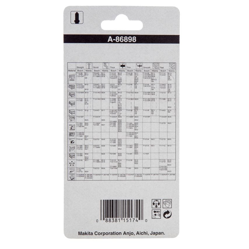 A-86898 Jigsaw Blades for Wood PVC & Metal (5 Pack)