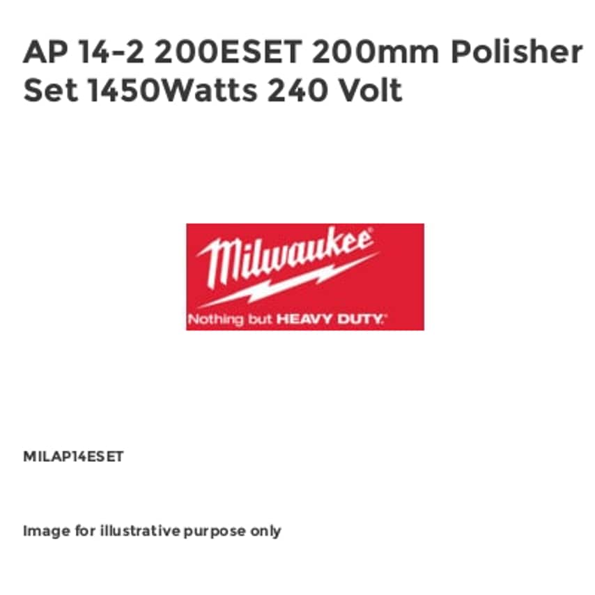 AP 14-2 200ESET 200mm Polisher Set 1450Watts 240 Volt MILAP14ESET