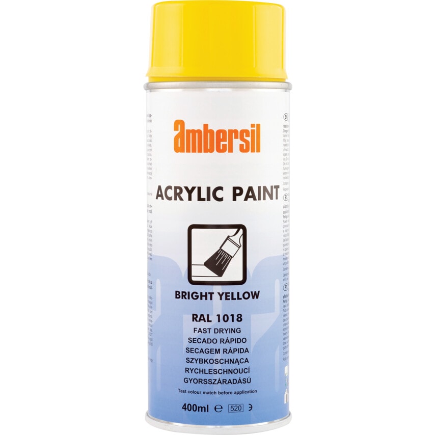 Acrylic Aerosol Spray Paint, Bright Yellow - 400ML