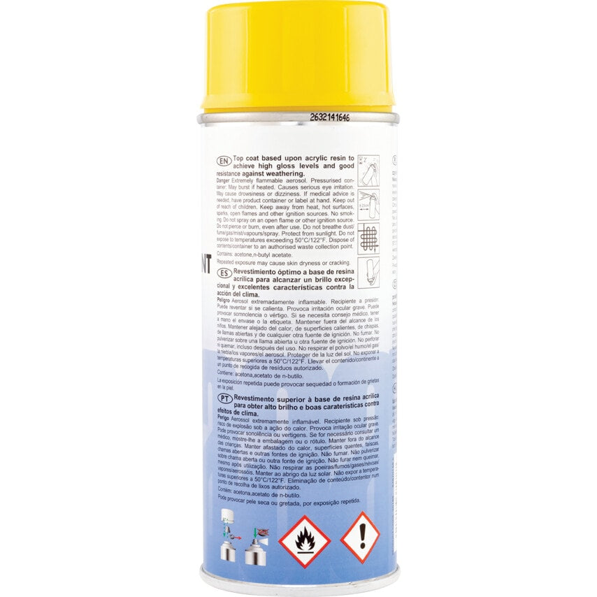 Acrylic Aerosol Spray Paint, Bright Yellow - 400ML