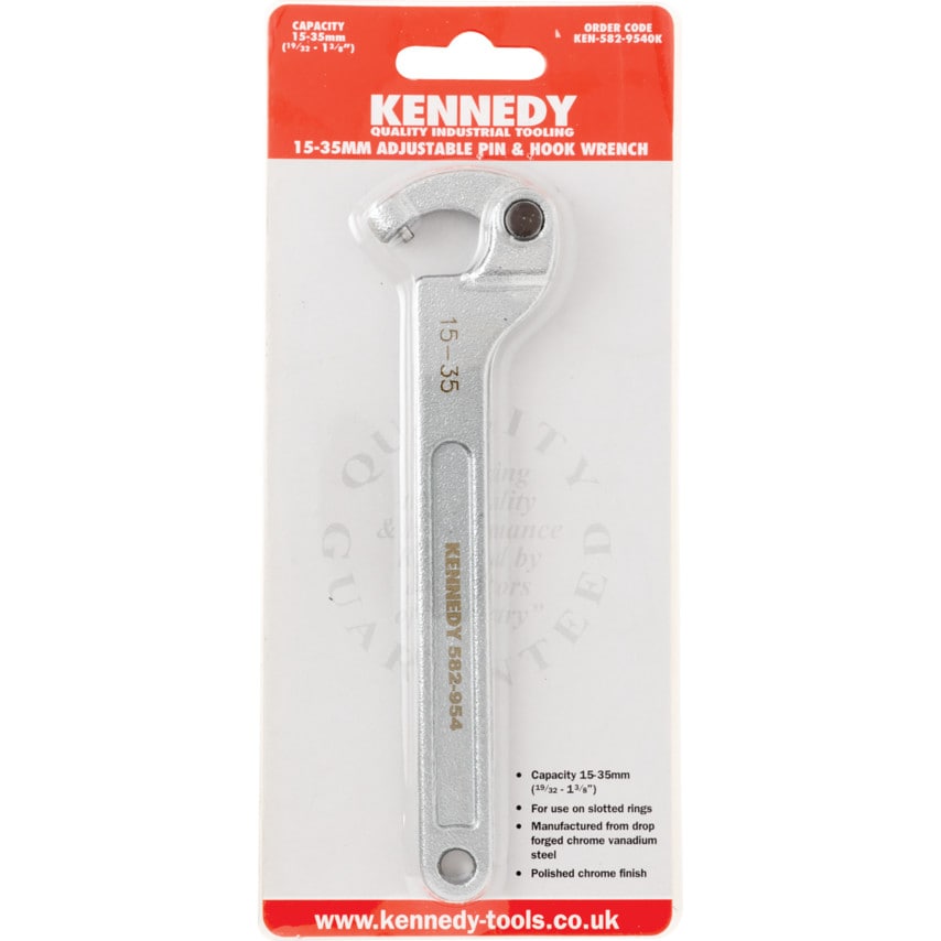 Adjustable C Spanner, Chrome Vanadium Steel, 205mm Length, 15-35mm Jaw Capacity