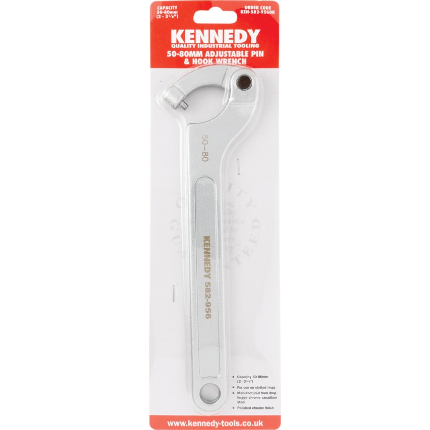 Adjustable C Spanner, Chrome Vanadium Steel, 320mm Length, 50-80mm Jaw Capacity