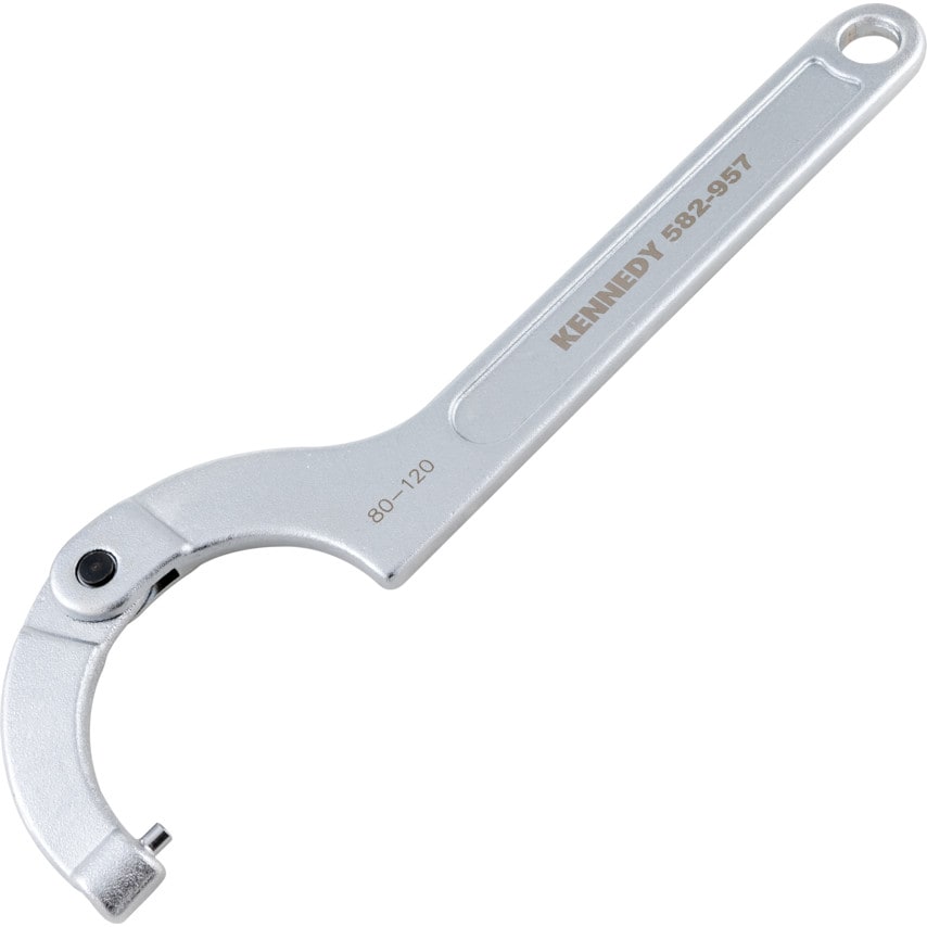 Adjustable C Spanner, Chrome Vanadium Steel, 370mm Length, 80-120mm Jaw Capacity