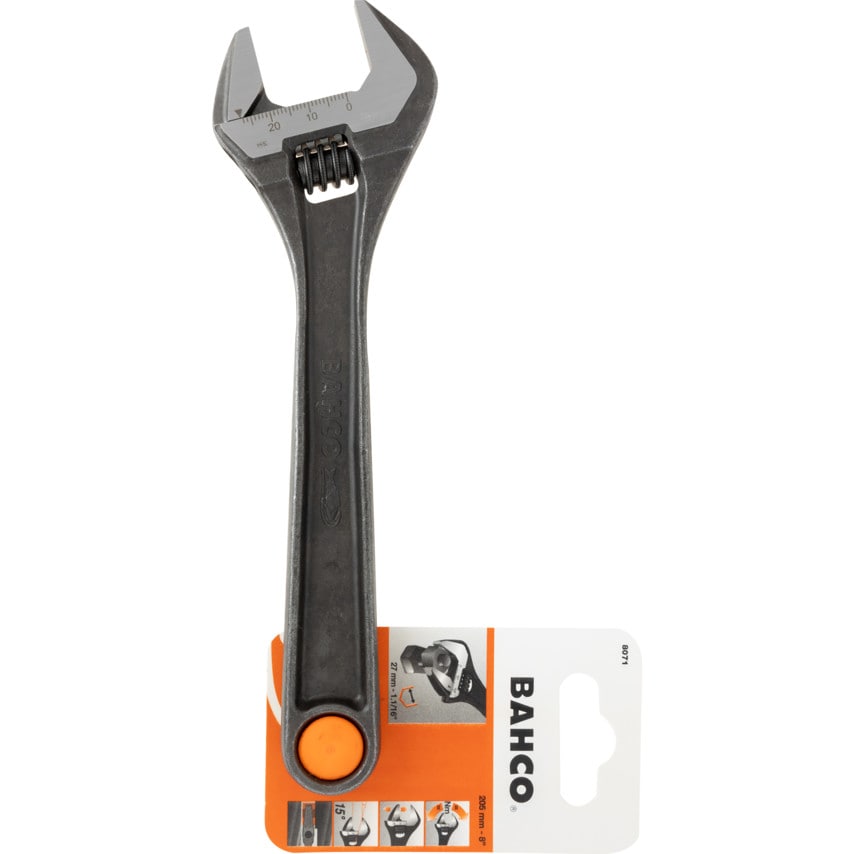 Adjustable Spanner, Alloy Steel, 8in./205mm Length, 27mm Jaw Capacity
