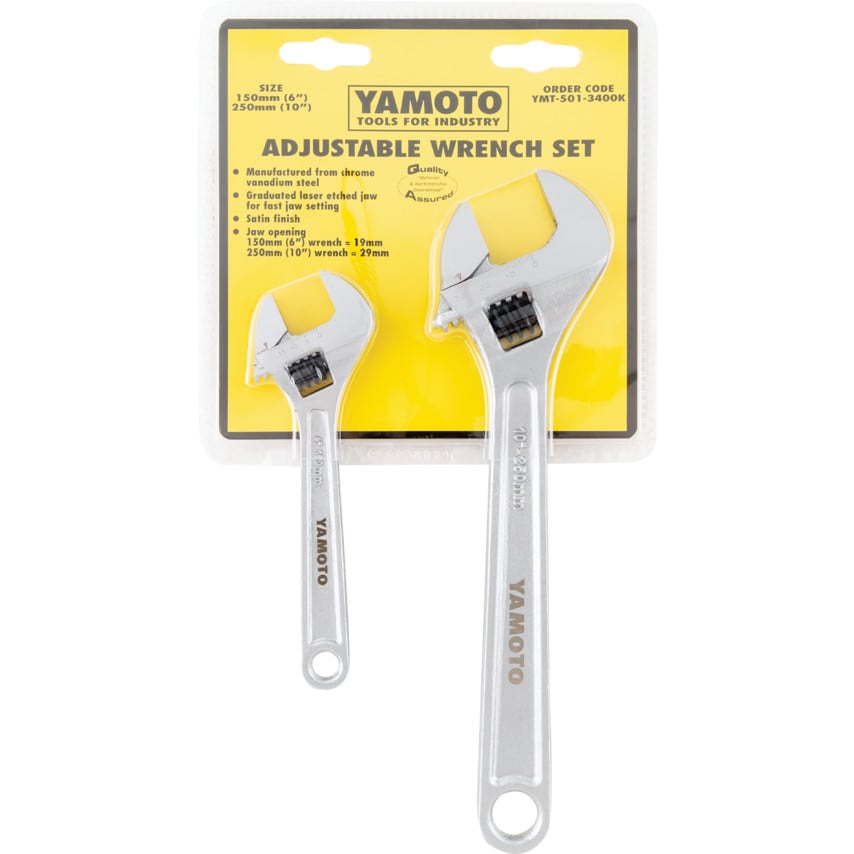 Adjustable Spanner Set, Chrome Vanadium Steel, Set of 2 - YMT5013400K