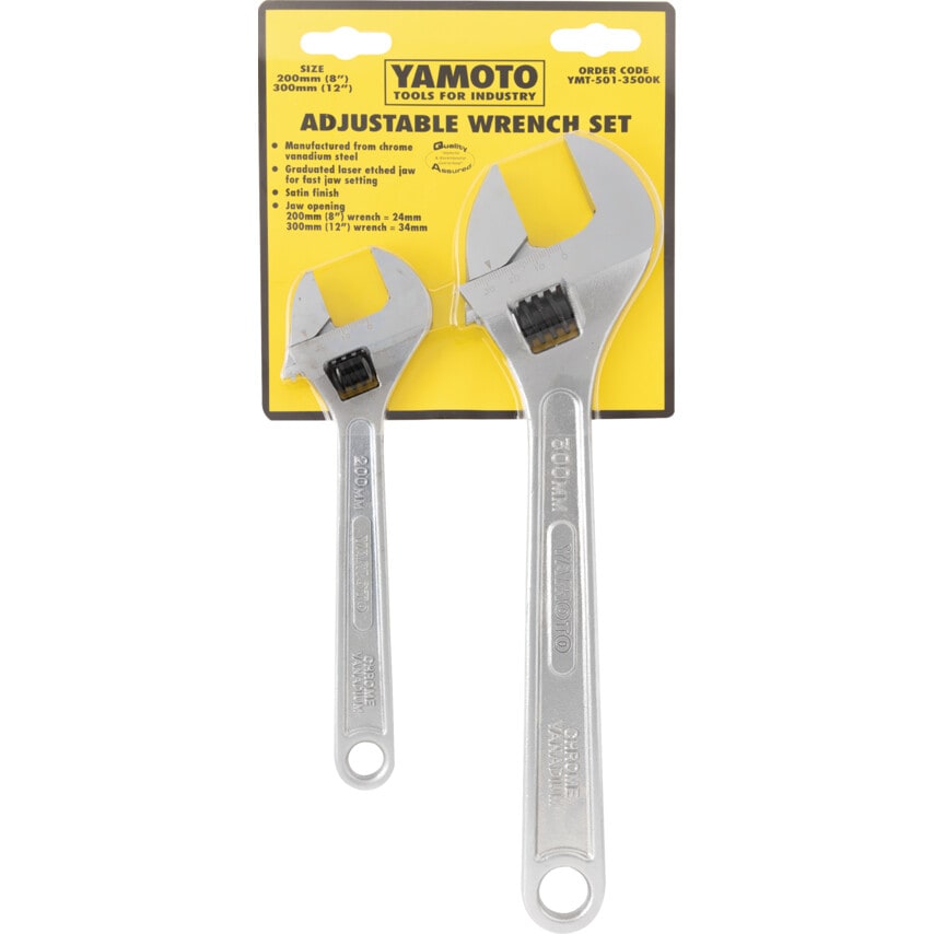 Adjustable Spanner Set, Chrome Vanadium Steel, Set of 2 - YMT5013500K