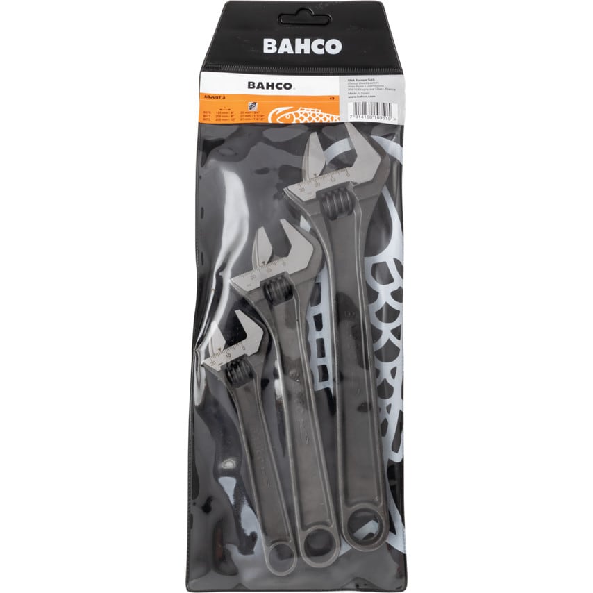 Adjustable Spanner Set, Steel, Set of 3