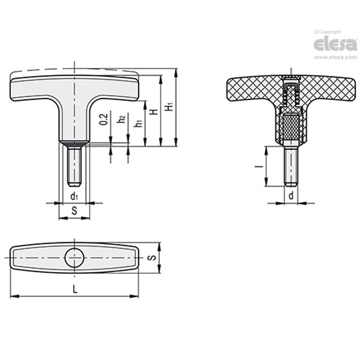 Adjustable T-Handle-L.652-X/67 p-M5x16