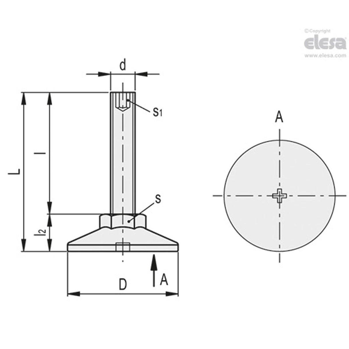 Adjustable feet-LX.40-SW17-M8x15-HS