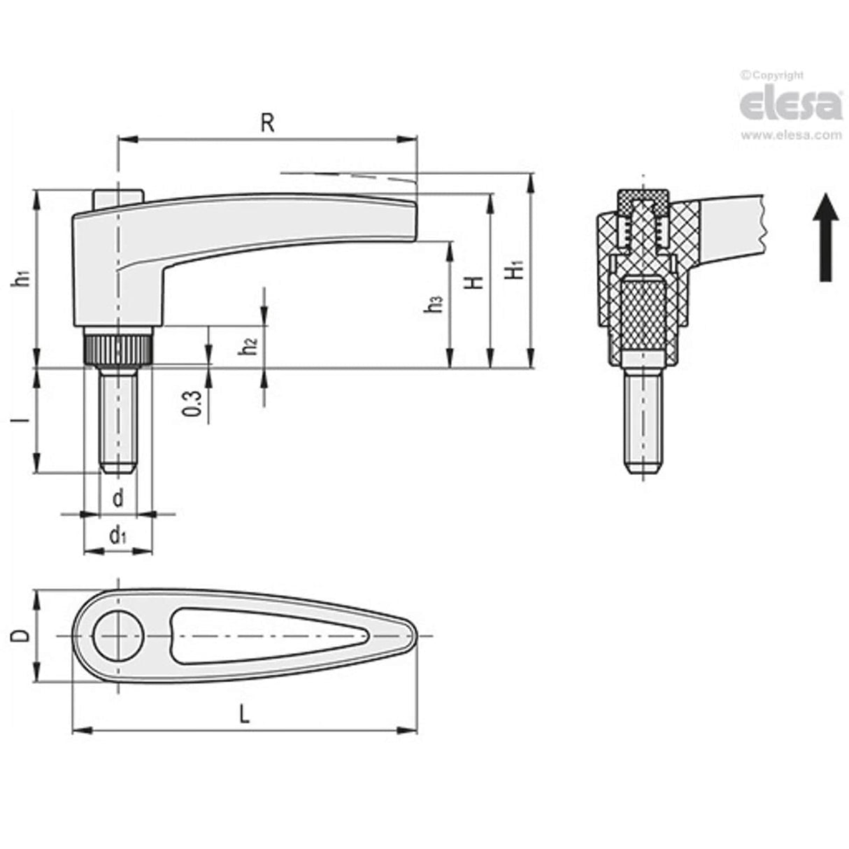 Adjustable handle-MRT.42-p-M4x10-C2 Orange