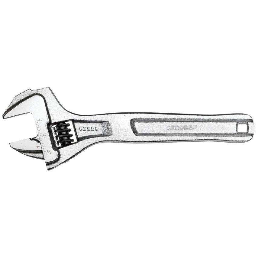 Adjustable spanner, open end, chrome-plated