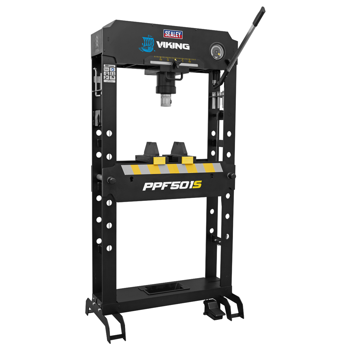 Air/Hydraulic Press 50 Tonne Floor Type with Sliding Ram and Foot Pedal