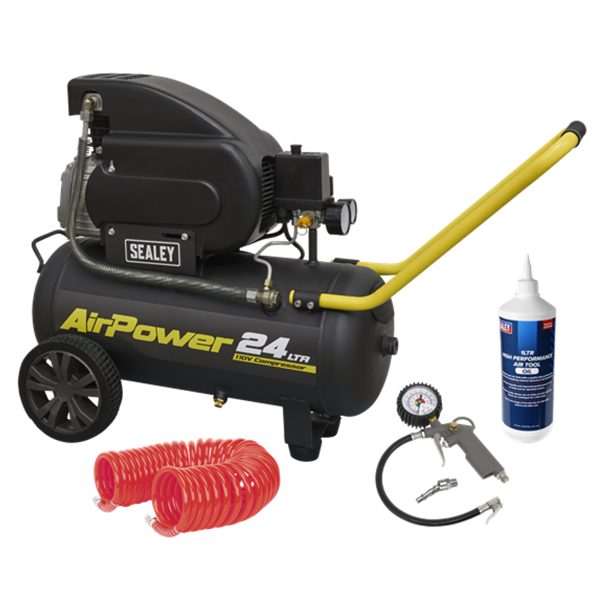 Air Compressor 24 Liter Direct Drive 2hp 110V Site Combo