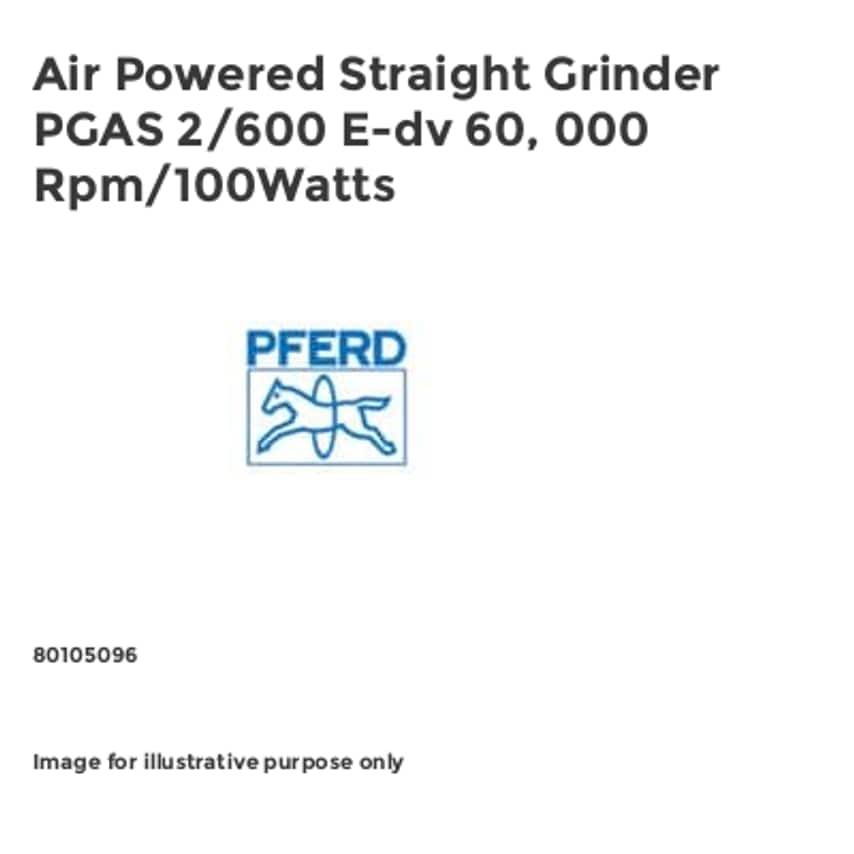 Air Powered Straight Grinder PGAS 2/600 E-dv 60, 000 Rpm/100Watts