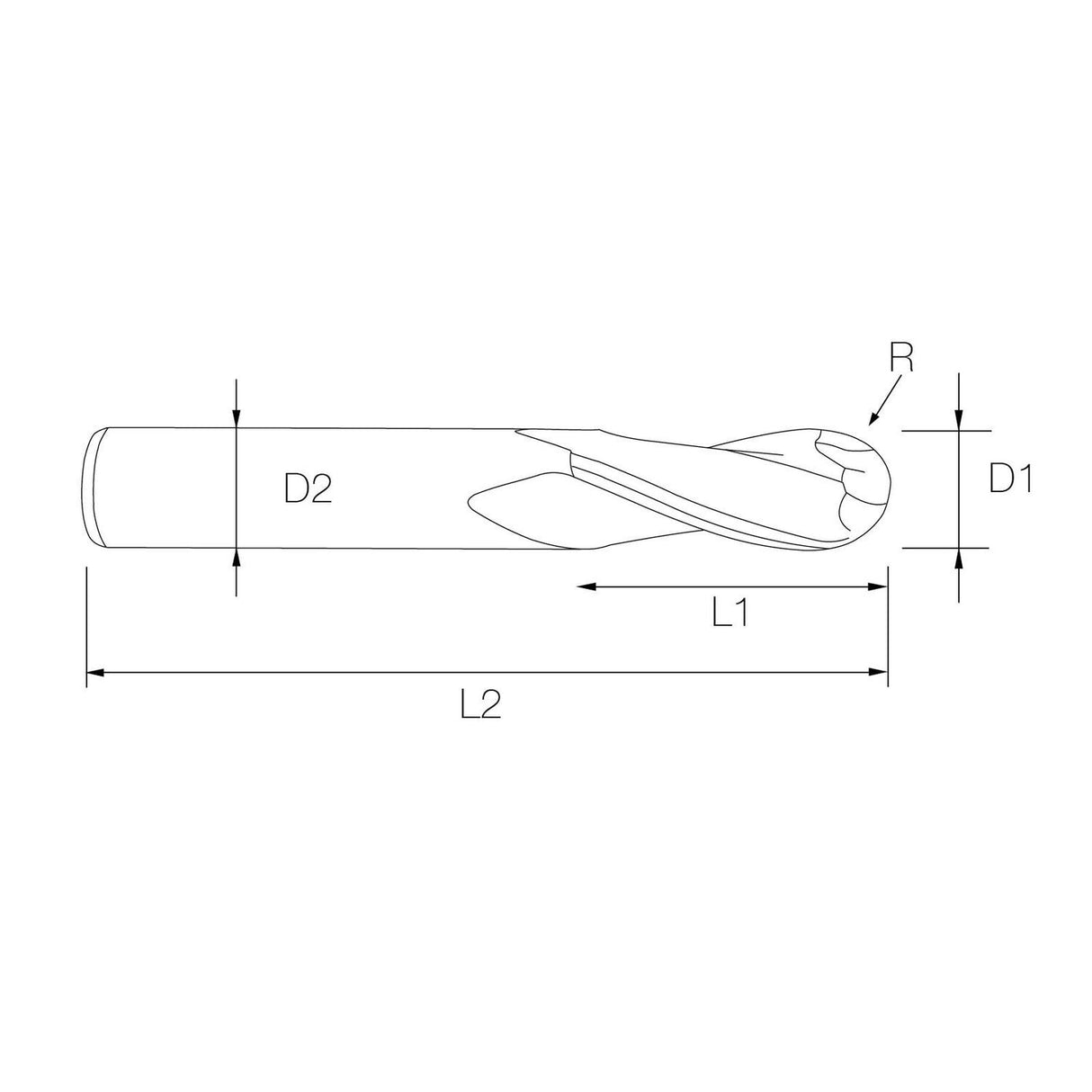 Ali-Mill 16mm Ball Nose Slot Drills - R8x16x32x100