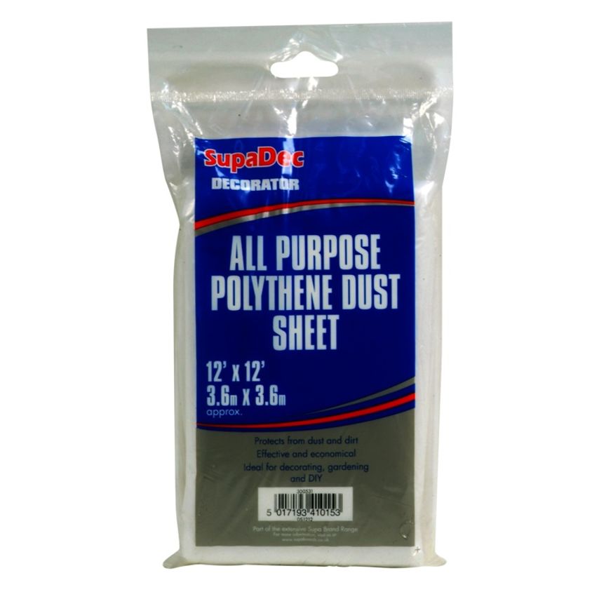 All Purpose Polythene Dust Sheets 12' x 12'