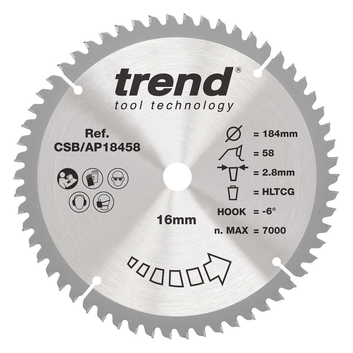 Aluminium/Plastic Circular Saw Blade 184mm x 16mm x 58T