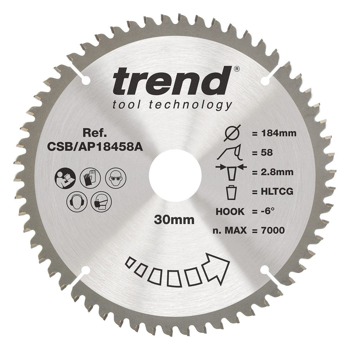Aluminium/Plastic Circular Saw Blade 184mm x 30mm x 58T