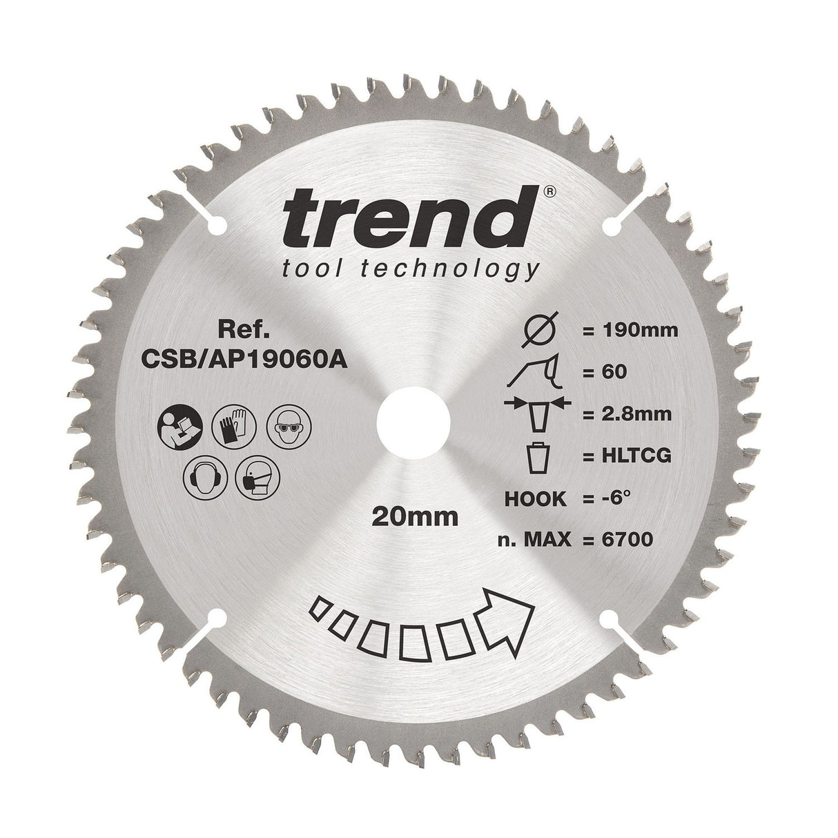 Aluminium/Plastic Circular Saw Blade 190mm x 20mm x 60T