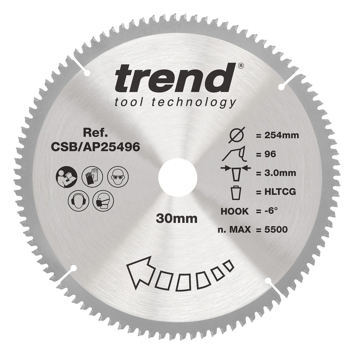 Aluminium/Plastic Circular Saw Blade 254mm x 30mm x 96T