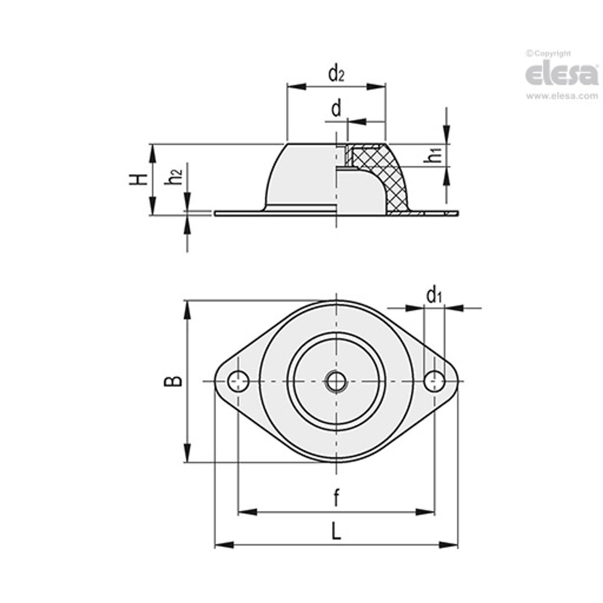 Anti-vibration mount-DVE-33-SST-M8-A-60