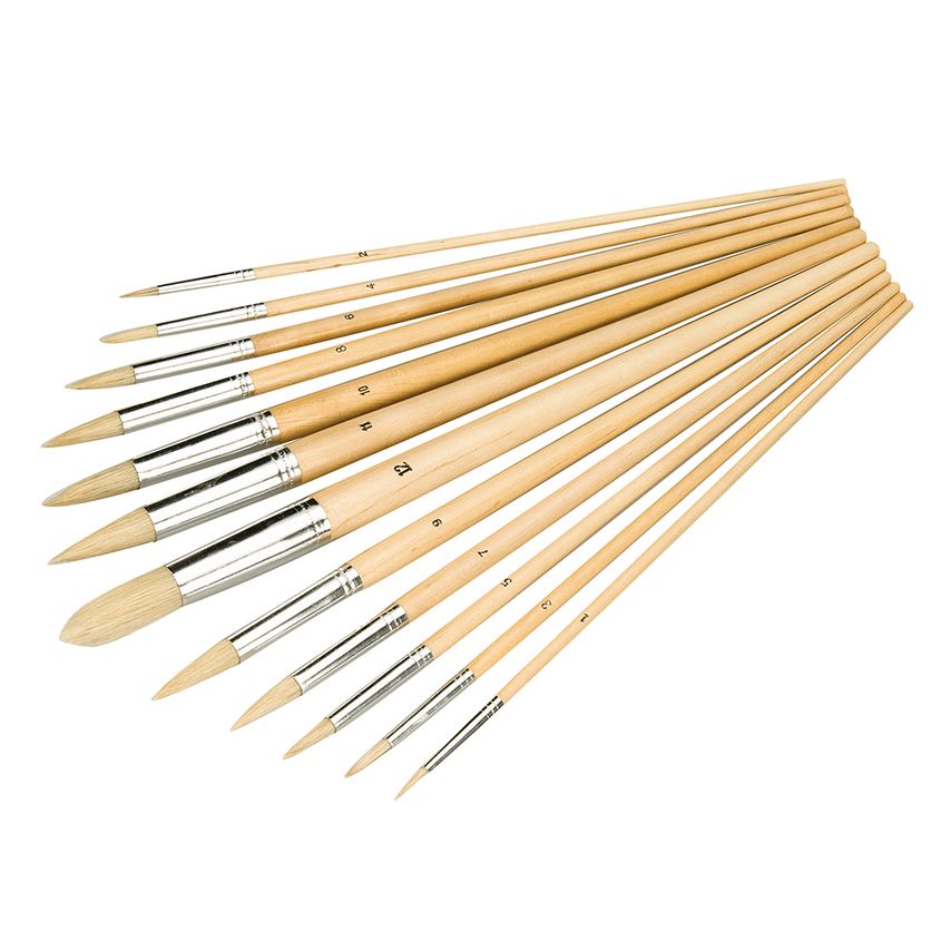 Artists Paint Brush Set 12 Piece Pointed Tips