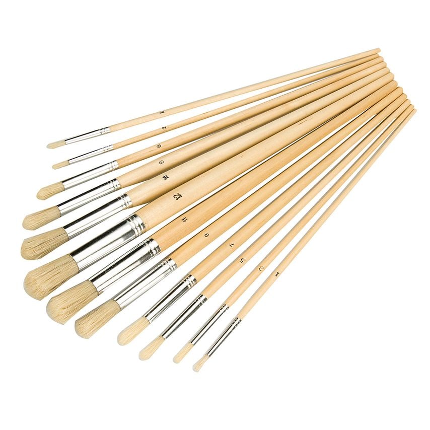 Artists Paint Brush Set 12 Piece Round Tips
