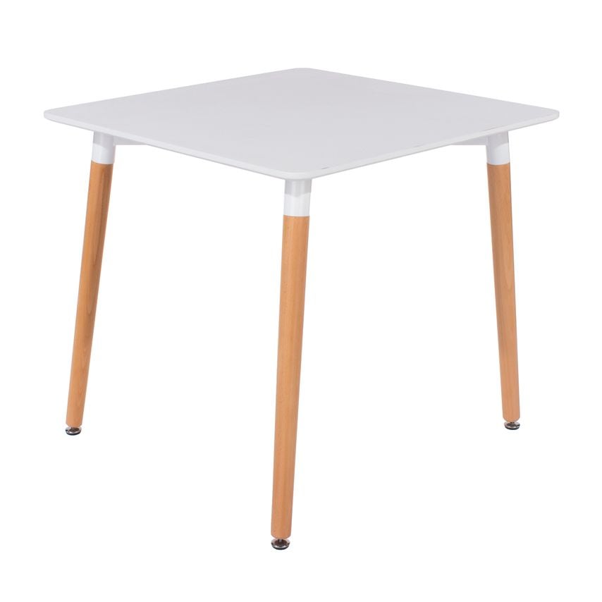 Aspen Square Table with Wooden Legs, White