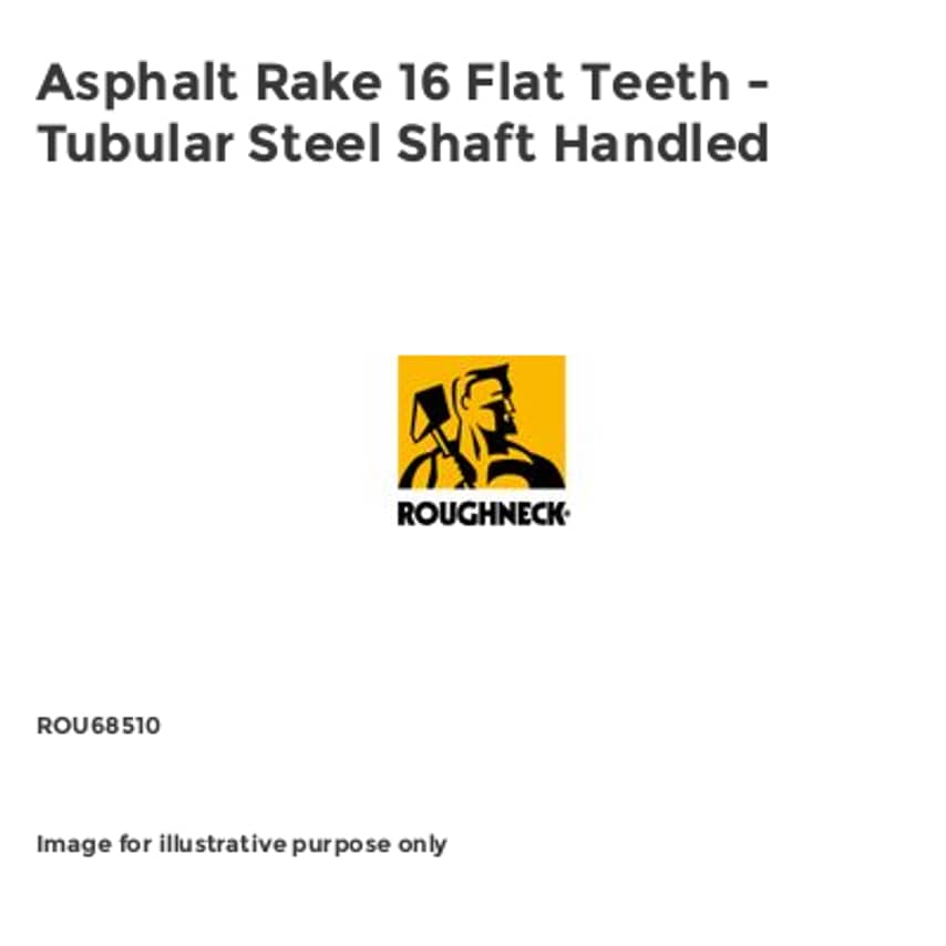Asphalt Rake 16 Flat Teeth - Tubular Steel Shaft Handled