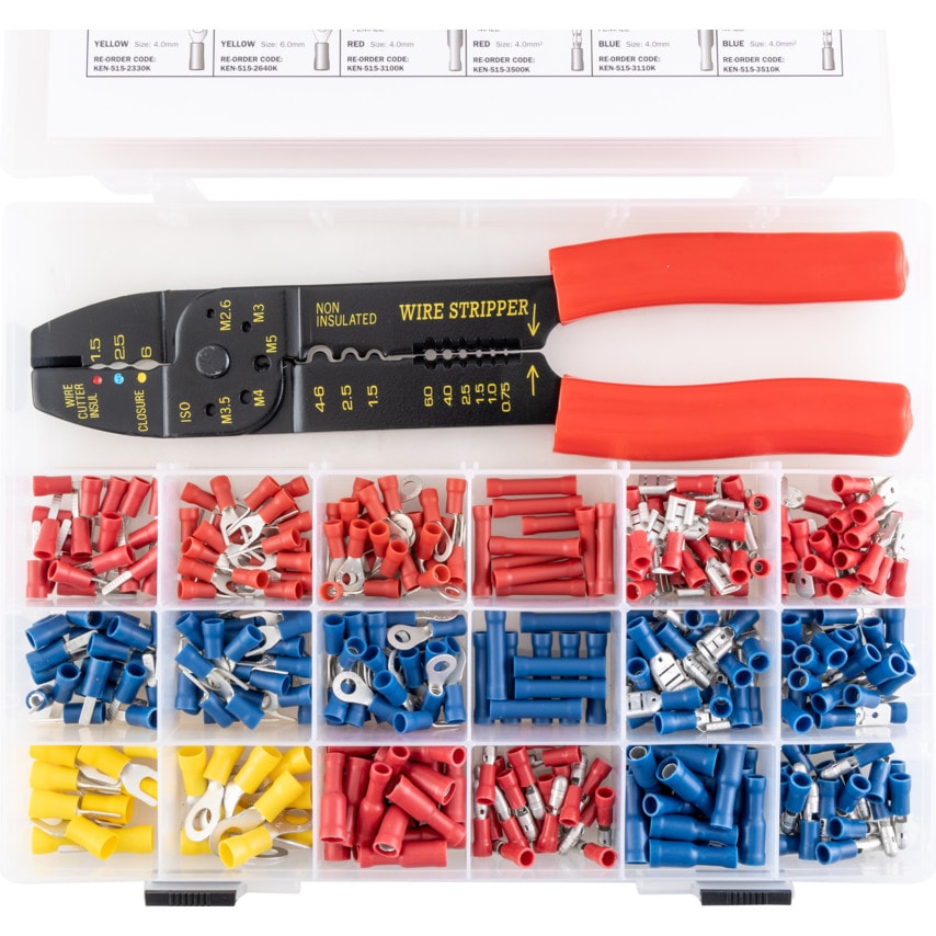 Assorted Terminals & Crimping Tool 361 Piece