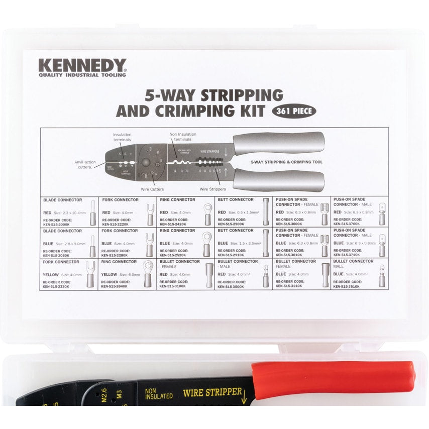 Assorted Terminals & Crimping Tool 361 Piece