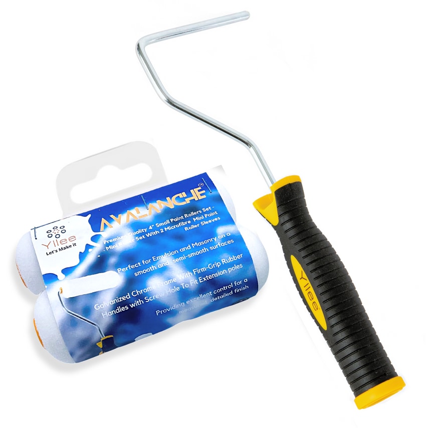 Avalanche Premium Quality 4in Small Radiator Frame Gloss Paint Roller Set