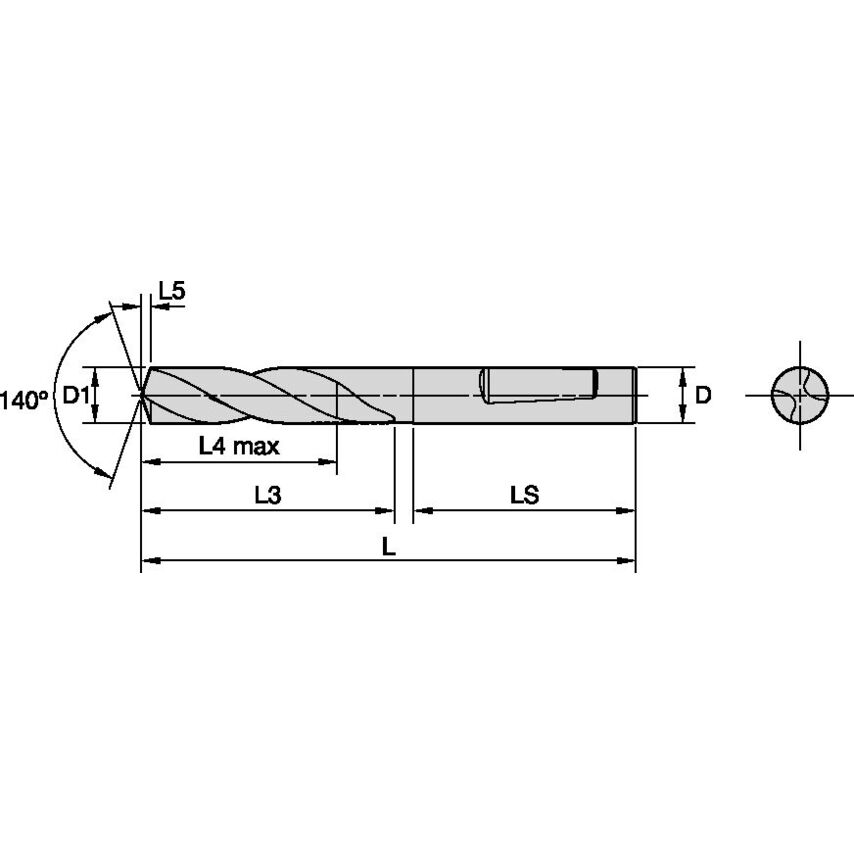 B042F04800CPG Solid Carbide Drill 4.8MM/.1890/5XD