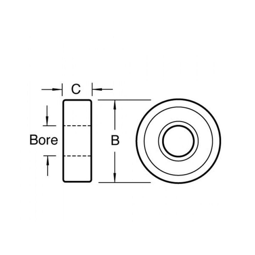B127 Replacement Bearing 1/2in Diameter 1/4in Bore TREB127