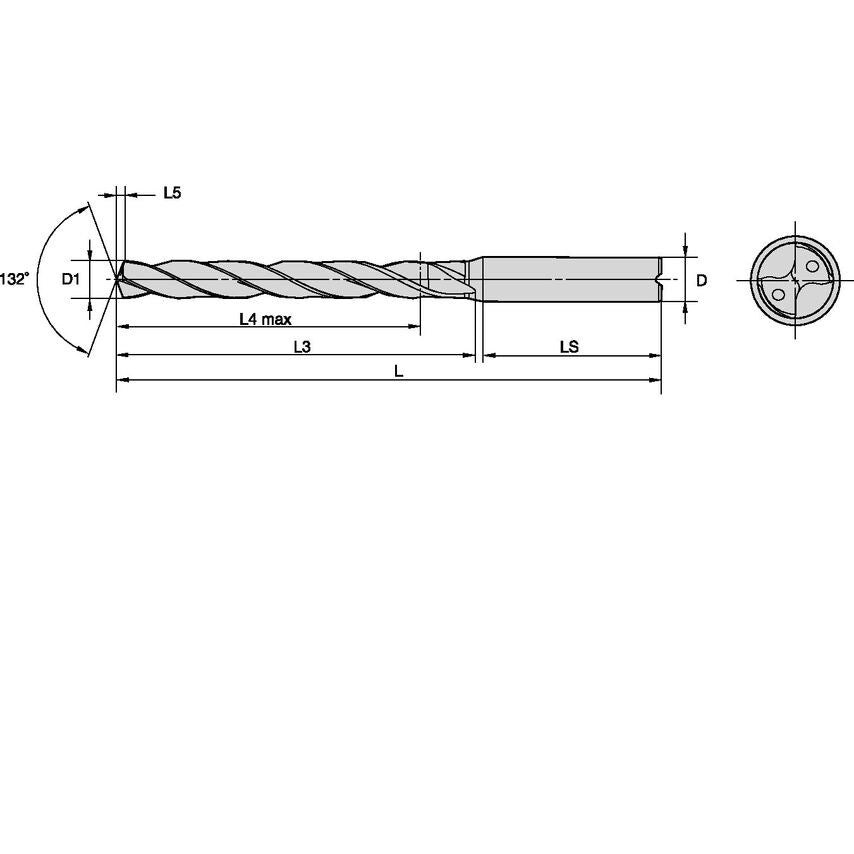 B256A14000 Solid Carbide Drill Se 14MM/.5512/8XD CO