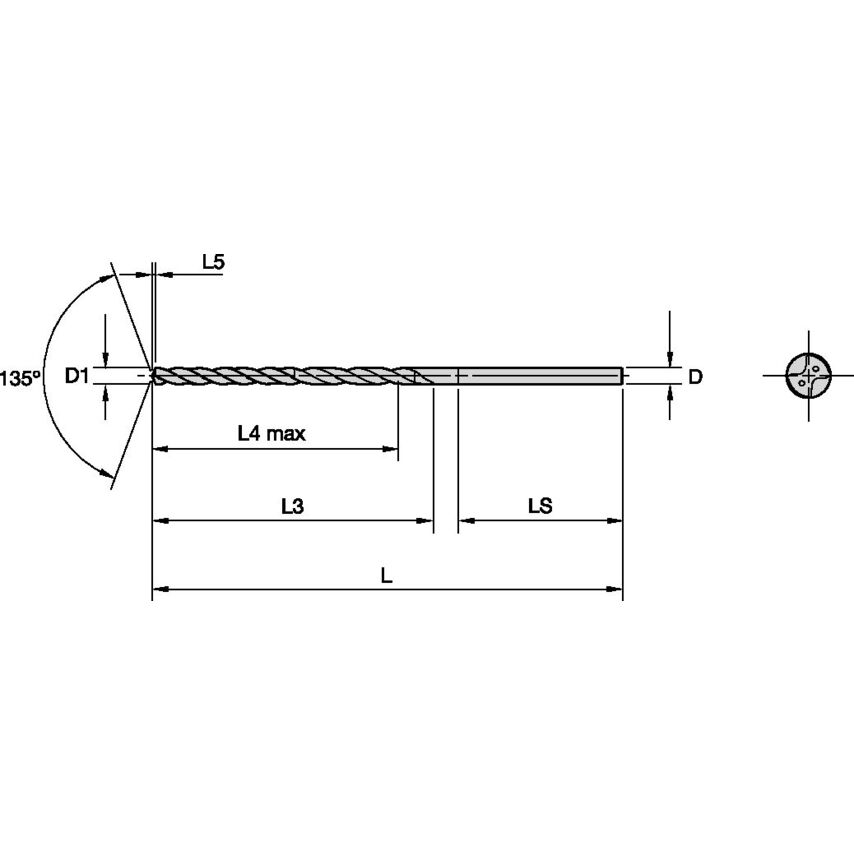 B271Z14500SGL Solid Carbide Drill XL 14, 5MM/.5709/15XD
