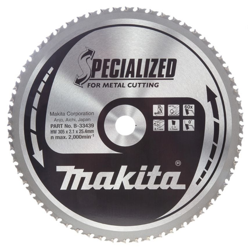 B-33439 Specialized Circular Saw Blade for Metal Cutting 305mm x 25.4mm x 60T