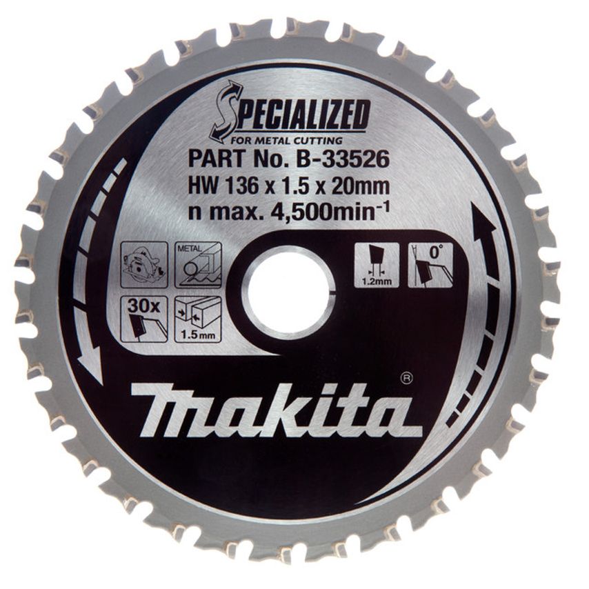 B-33526 Specialized Circular Saw Blade for Metal Cutting 136mm x 20mm x 30T