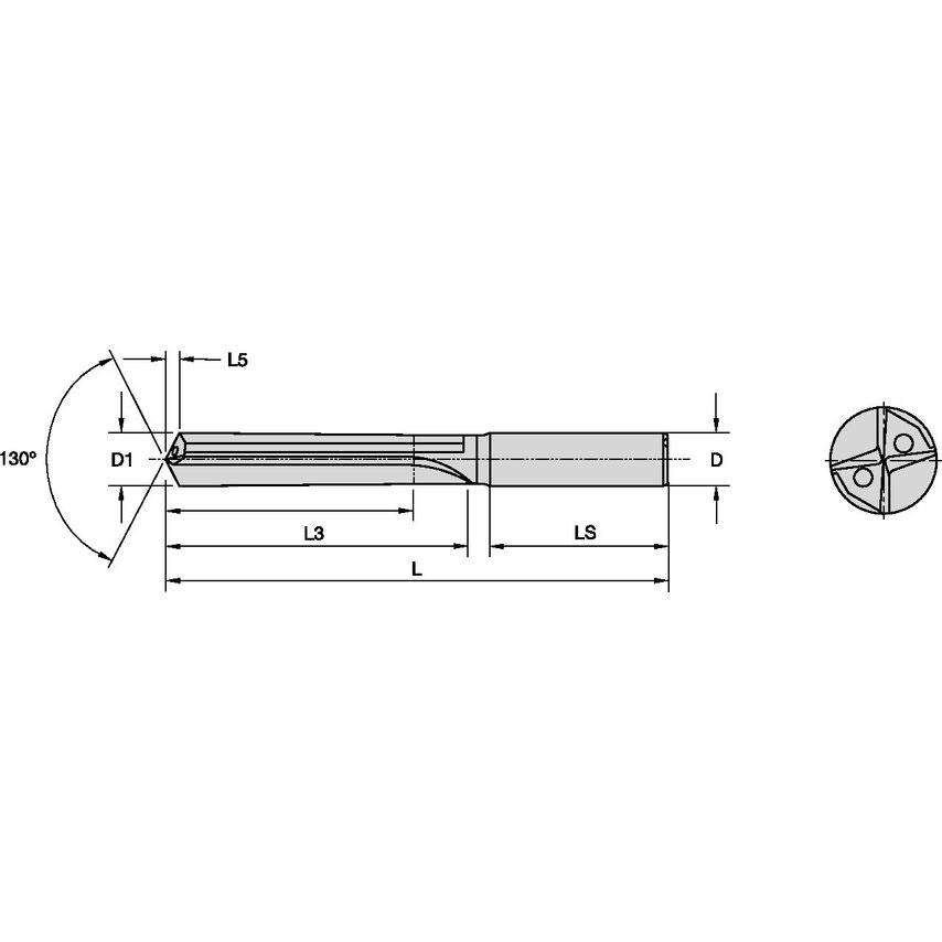 B411A05000 Solid Carbide Drill Tx 5MM/.1969/5XD Coo