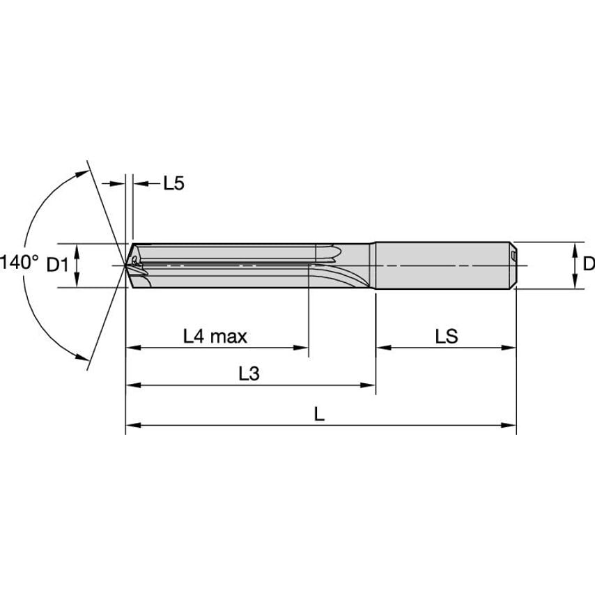 B467A08000SP PCD Drill Corner Tipped 140 DE