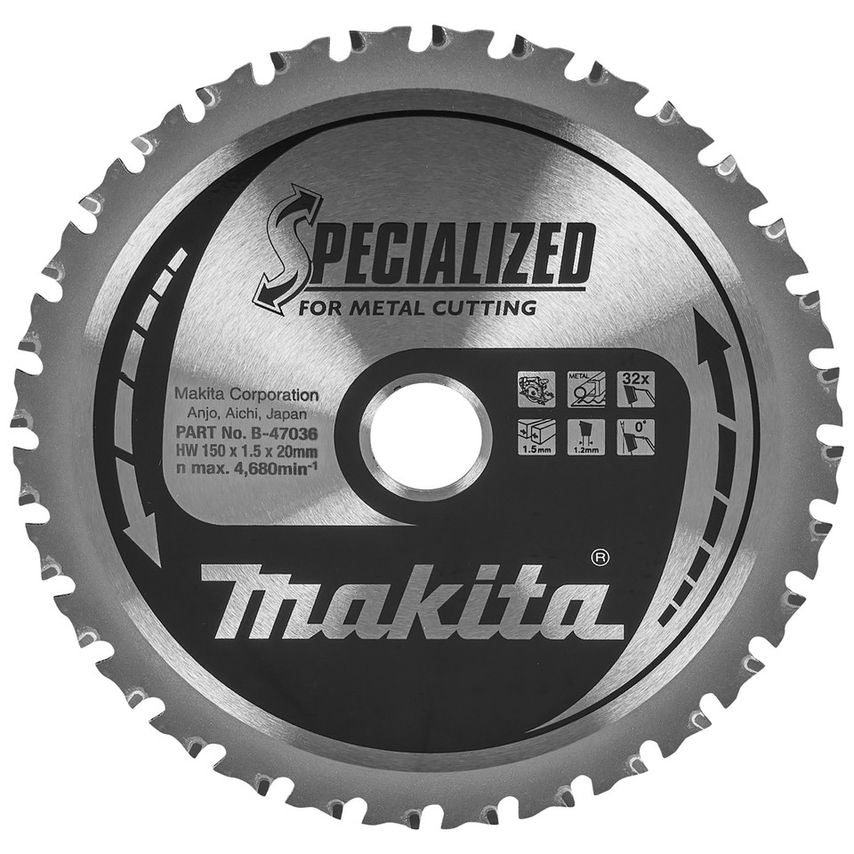 B-47036 Specialized Circular Saw Blade for Metal Cutting - 150mmx20mmx32T